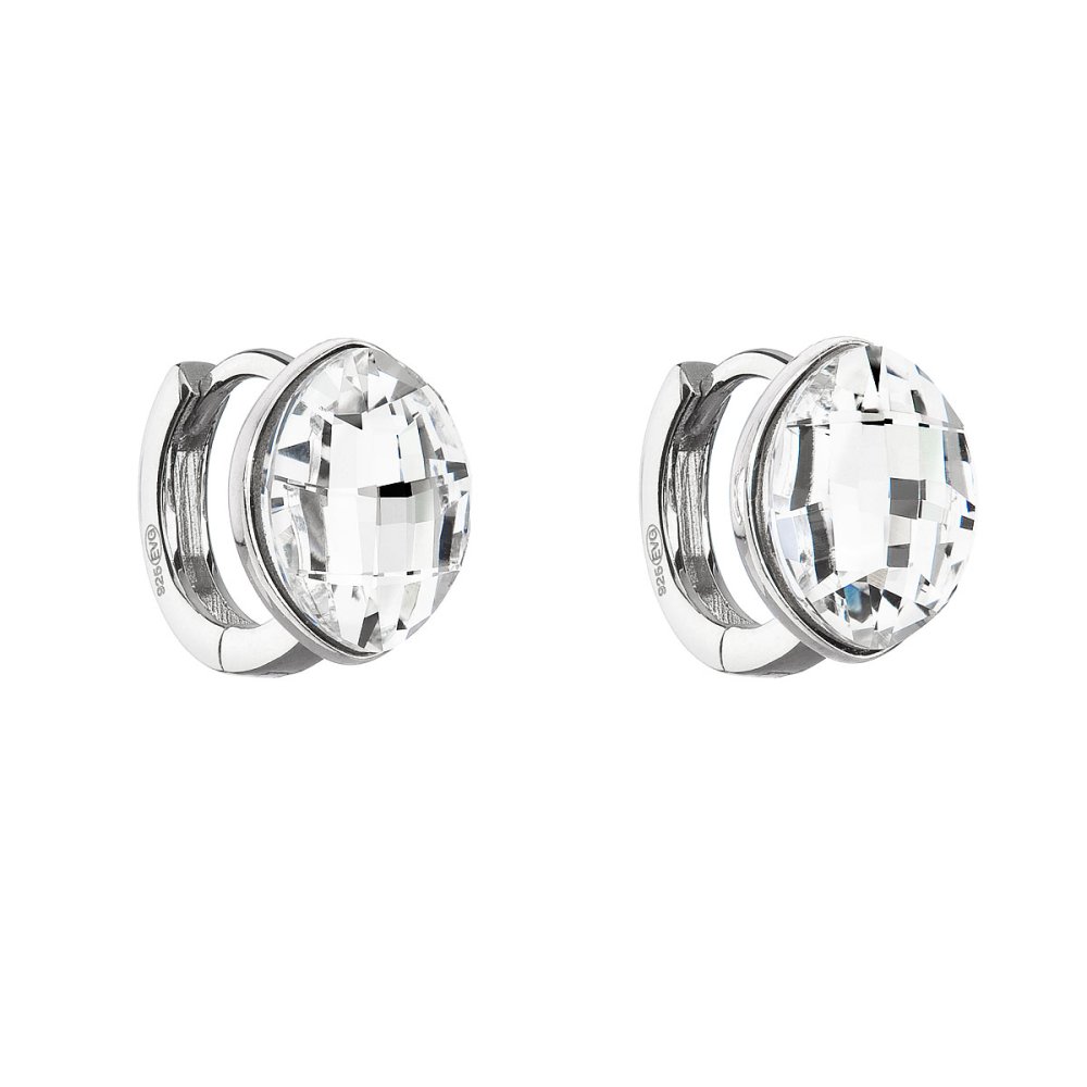 Stříbrné náušnice visací s krystaly Swarovski bílý ovál 31261.1 Krystal