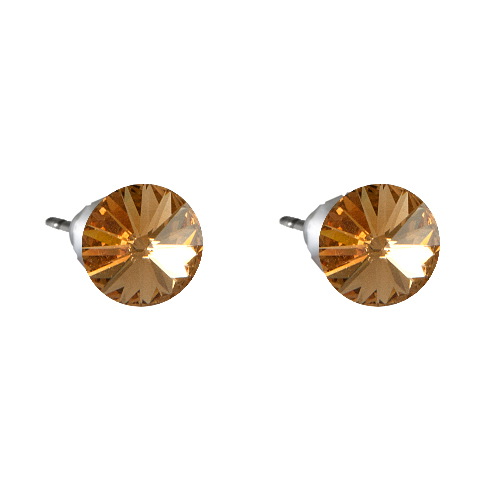 Náušnice Rivoli se Swarovski Elements Light Topaz 8 mm