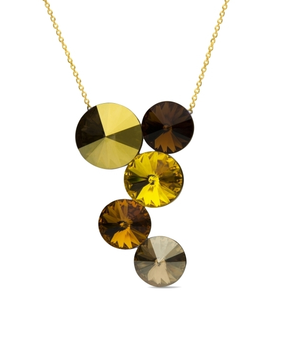 Náhrdelník se Swarovski Elements Lolipop Gold NKG1122TST Smoked Topaz