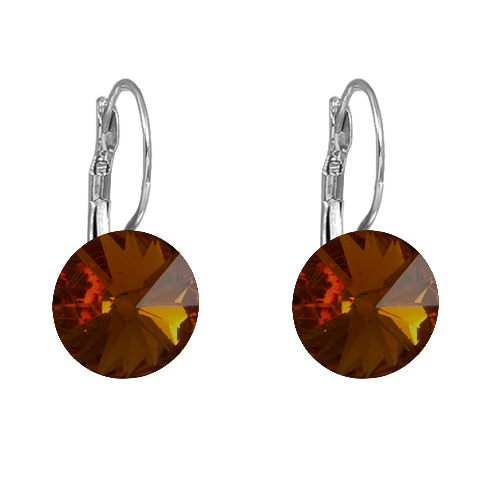 Náušnice hnědé Rivoli se Swarovski Elements visací Smoked Topaz 12 mm