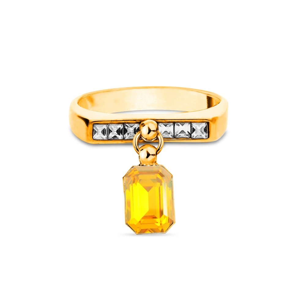 Prsten žlutý se Swarovski Elements Royal PKKG26028SFC Sunflower 56