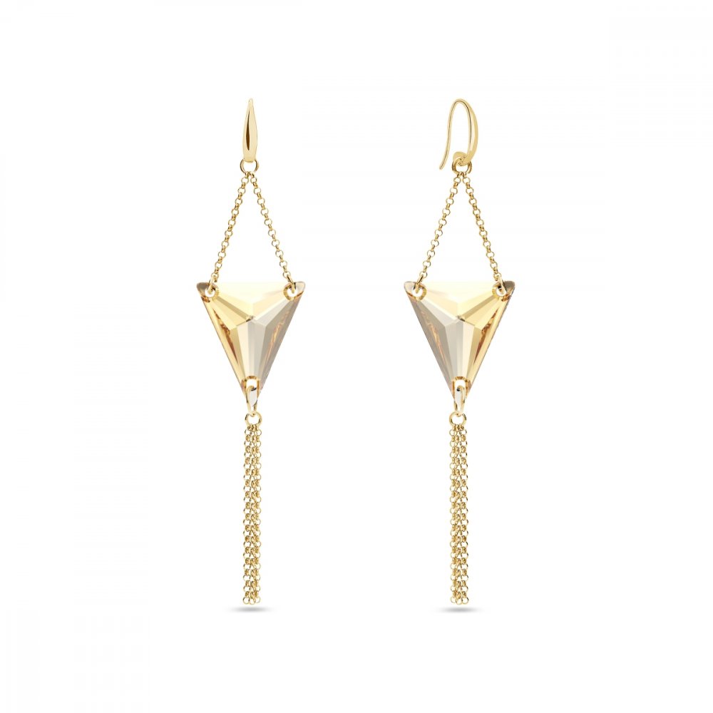 Náušnice zlaté se Swarovski Elements Trident KWG327118GS Golden Shadow