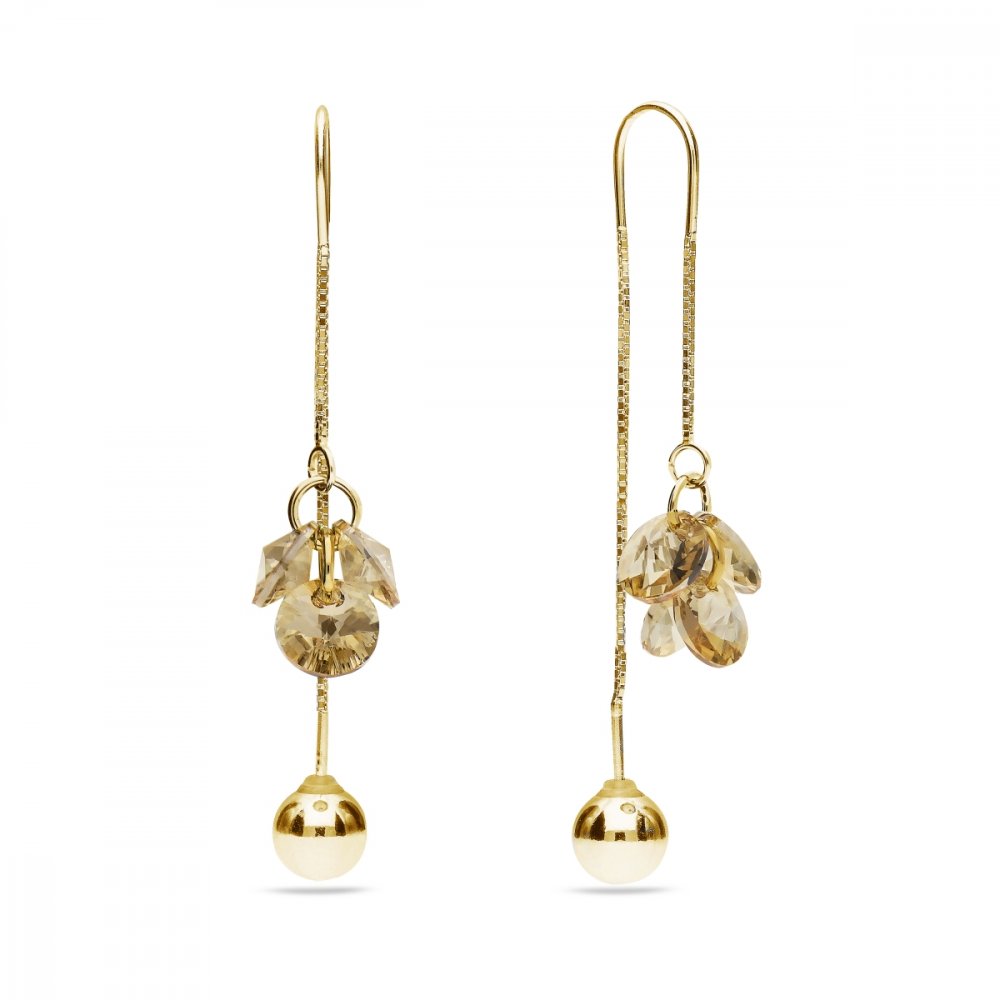 Náušnice zlaté se Swarovski Elements Vinber Gold KWKLG6428GS Golden Shadow