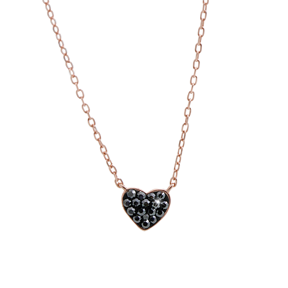Náhrdelník černý se Swarovski Elements Srdce Hematite
