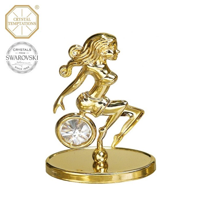 Levně Kovová pozlacená figurka Panna s bílými krystaly Swarovski Elements