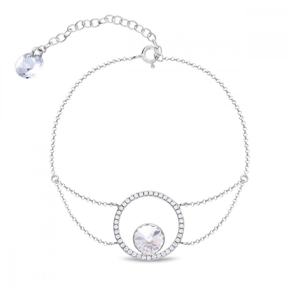 Stříbrný náramek čirý se Swarovski Elements Orbita BCD1122SS39C Krystal