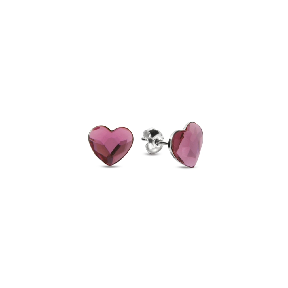 Náušnice růžové se Swarovski Elements Heart K2808AP Antique Pink