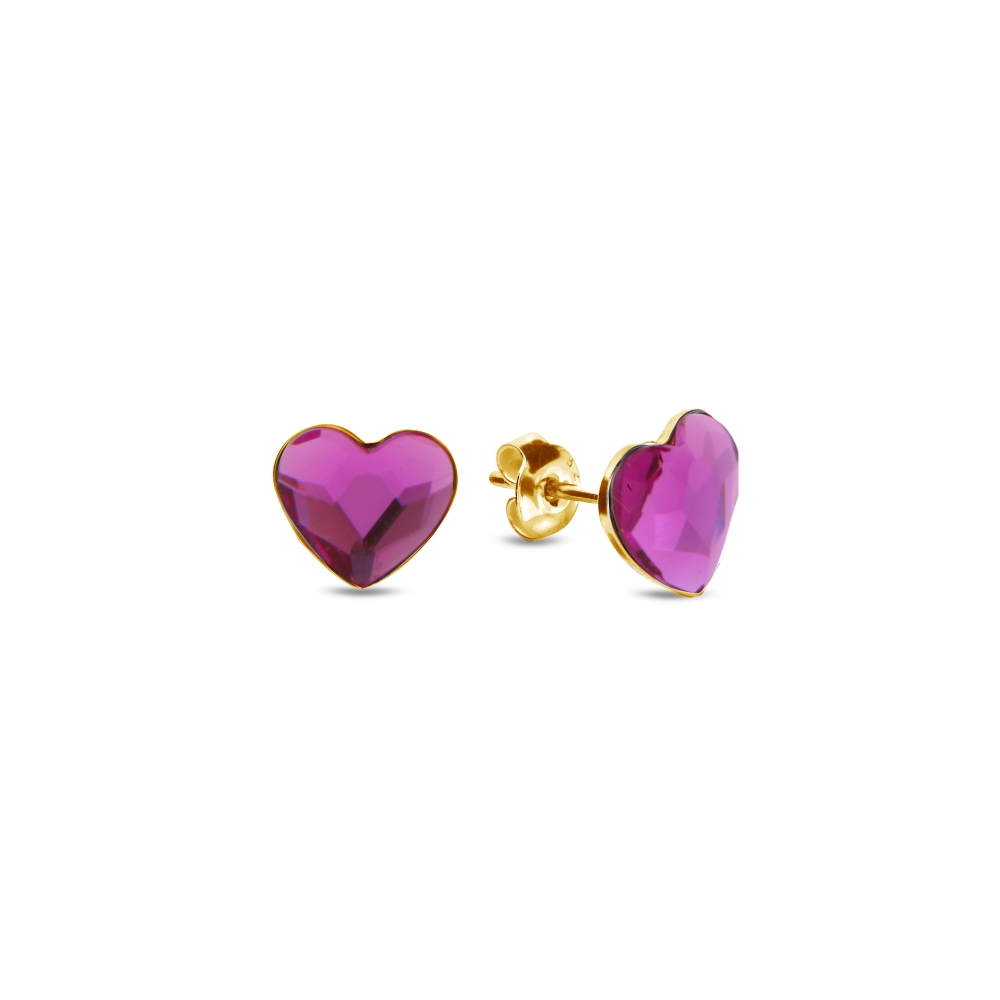 Náušnice růžové se Swarovski Elements Heart KG2808F Fuchsia