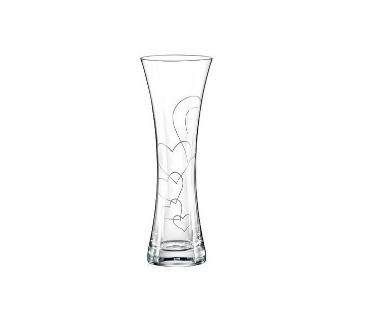 Levně Skleněná váza srdce Love 19 cm