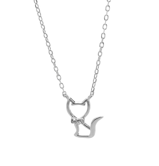 Stříbrný náhrdelník čirý s krystaly Swarovski Elements Kočka Krystal
