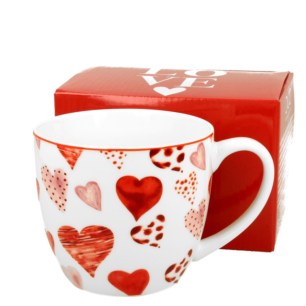 Levně Porcelánový hrnek na čaj srdce 460 ml