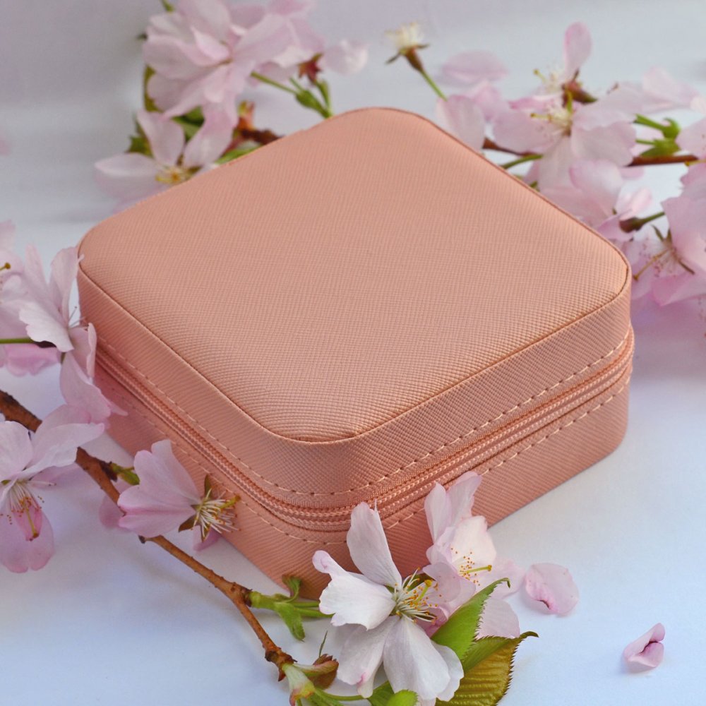 Šperkovnice čtvercová na zip SK0001 lososová