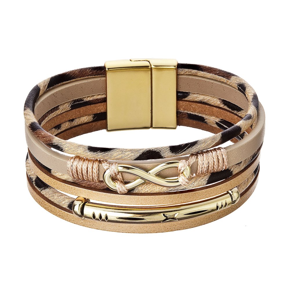 Náramek textilní široký s ozdobou infinity 53011.3 beige