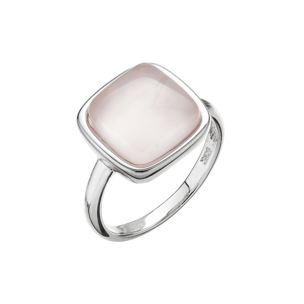 Stříbrný prsten čtverec s pravým růženínem 15029.3 52