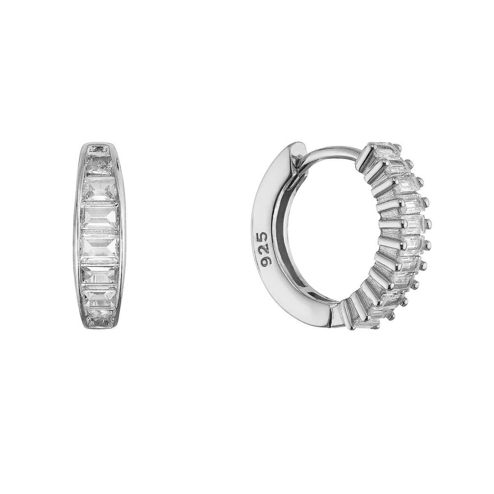 Stříbrné zdobené kruhy se zirkony 11767.1