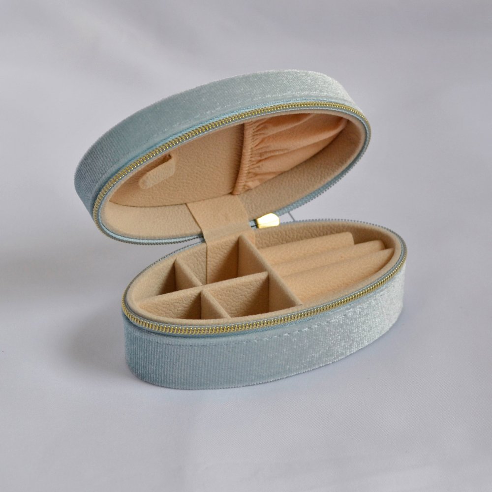 Šperkovnice oválná na zip SK0002 modrá