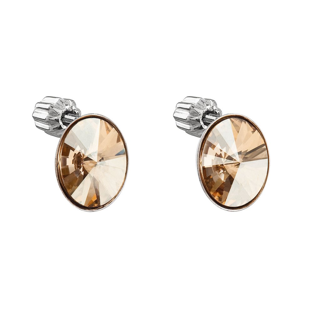 Stříbrné náušnice pecka s krystaly Swarovski zlatý ovál 31274.5 Golden Shadow