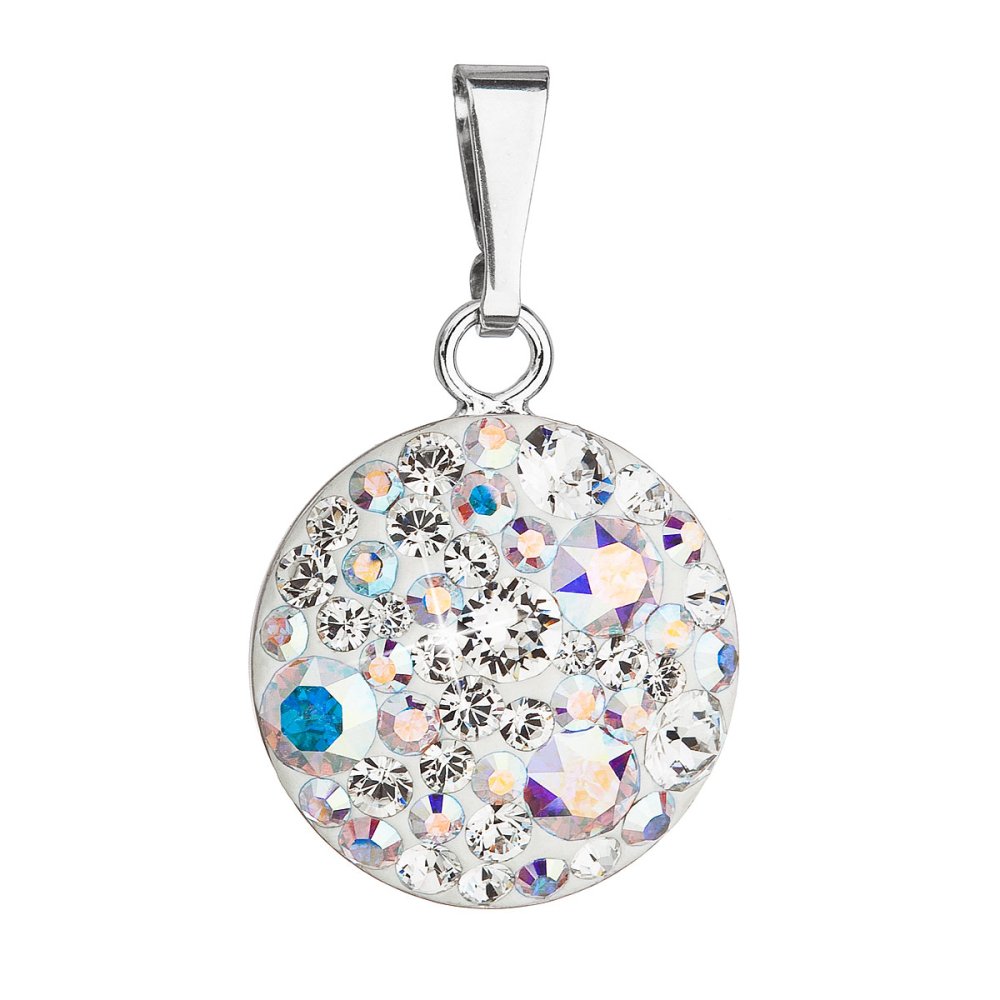 Stříbrný přívěsek s krystaly Swarovski ab efekt kulatý 34225.2 AB