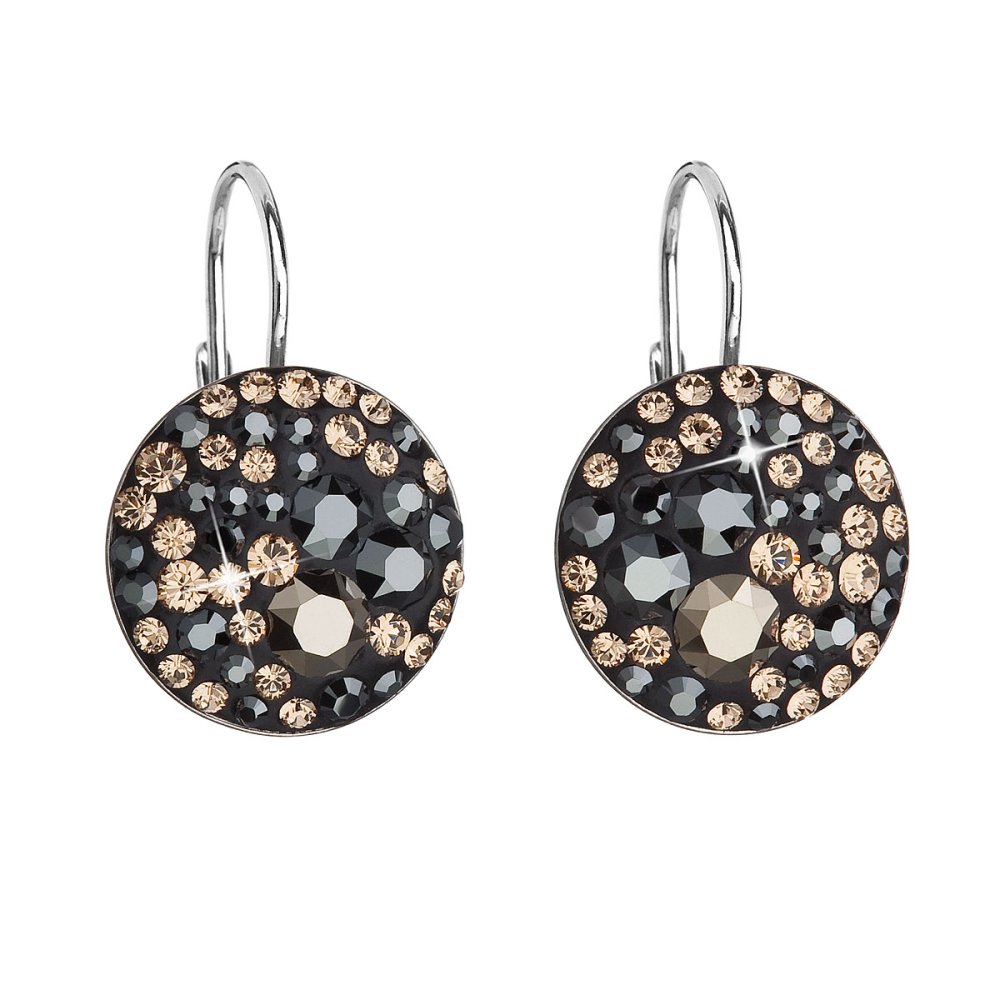 Stříbrné náušnice visací s krystaly Swarovski mix barev kulaté 31176.4 Colorado