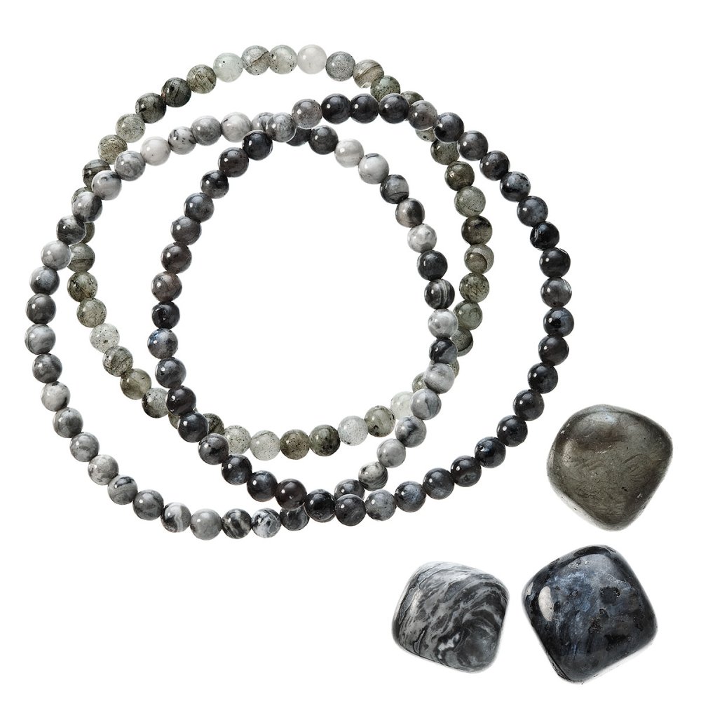 Levně Náramky s minerálními kameny labradorite, jaspis 43043.3 černý