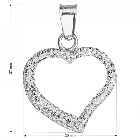 Stříbrný přívěsek s krystaly Swarovski bílé srdce 34093.1 Krystal