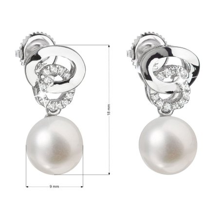 Strieborné náušnice visiace s bielou riečnou perlou 21026.1