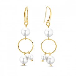 Stříbrné pozlacené náušnice bílé perlové Satellite KWFG5810W White Pearl
