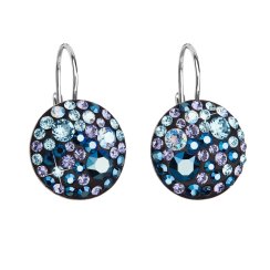 Stříbrné náušnice visací s krystaly Swarovski modré kulaté 31176.3 Blue Style