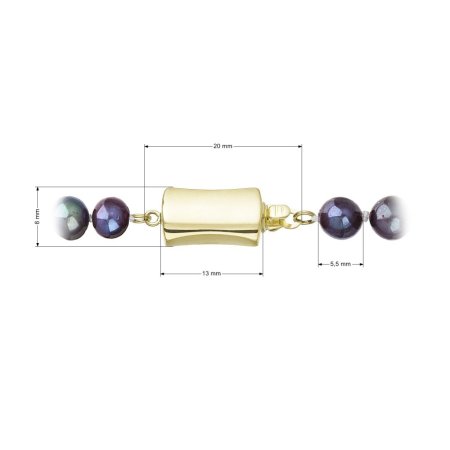 Perlový náhrdelník z riečnych perál so zapínaním zo 14 karátového zlata 922001.3/9267A dk.peacock