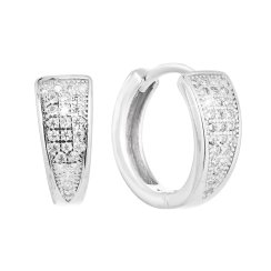 Stříbrné náušnice kruhy se zirkonem v bílé barvě 11325.1