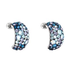 Stříbrné náušnice visací s krystaly Swarovski modré půlkruh 31164.3 Blue Style