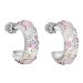 Stříbrné náušnice kruhy s krystaly Swarovski růžové půlkruh 31118.3 Magic rose