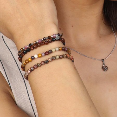 Náramky s minerálními kameny leopard jaspis, mookaite, avanturine 43043.3 tm.hnědý