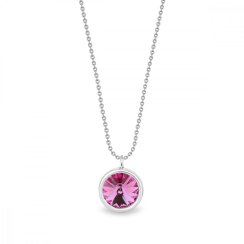 Strieborný náhrdelník ružový so Swarovski Elements Birthday Stone NB1122SS29R Rose - Jún