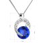 Stříbrný náhrdelník s krystaly Swarovski modrý kulatý 32048.3 Majestic Blue
