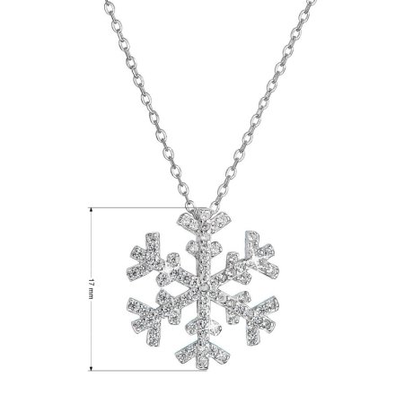 Stříbrný náhrdelník se zirkony sněhová vločka 12047.1