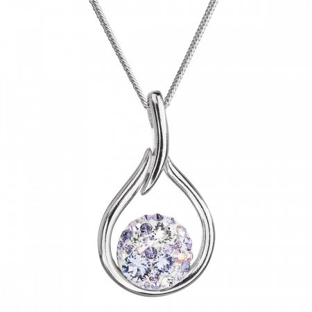 Strieborný náhrdelník so Swarovski kryštálmi fialová kvapka 32075.3 Violet