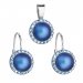 Sada šperkov s kryštálmi Swarovski náušnice a prívesok s tmavo modrou matnou perlou okrúhle 39091.3 Dark Blue