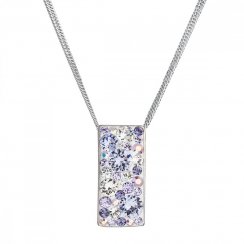 Strieborný náhrdelník so Swarovski kryštálmi fialový obdĺžnik 32074.3 Violet