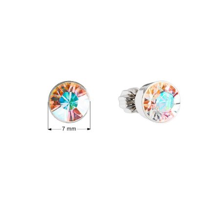 Strieborné náušnice pecka s kryštálmi Swarovski AB efekt okrúhle 31113.2 AB