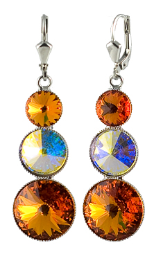 Náušnice Rivoli so Swarovski Elements s tromi kameňmi Topaz