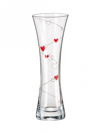 Sklenená váza číra srdce Love 19,5 cm