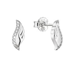 Strieborné náušnice kôstky anjelské krídla so zirkónmi 11416.1