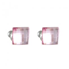 Náušnice růžové se Swarovski Elements diskočtverec Light Rose 10 mm