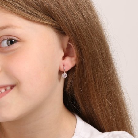Strieborné náušnice detské srdiečka so zirkónmi 11473.3 Rose