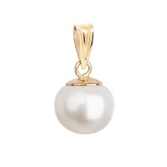 Zlatý 14 karátový prívesok s bielou riečnou perlou 924001.1 Biely