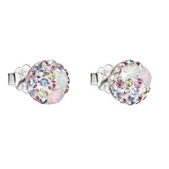 Strieborné náušnice pecka s kryštálmi Swarovski ružové okrúhle 31136.3 Magic Rose