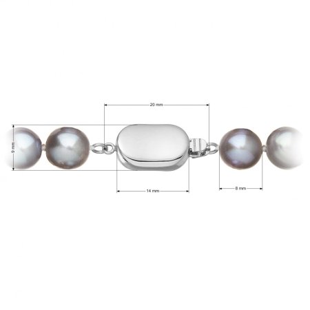 Perlový náhrdelník z říčních perel se zapínáním z bílého 14 karátového zlata 822028.3/9269B grey