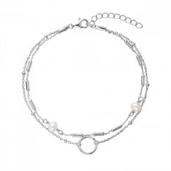 Doppeltes Silberarmband mit Perlen 23015.1