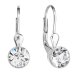 Strieborné náušnice visiace s kryštálmi Swarovski biele okrúhle 31112.1 Krystal